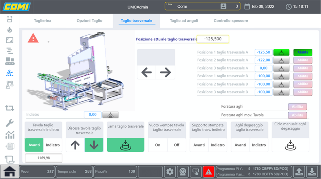 Easy parameterization of the cutting station